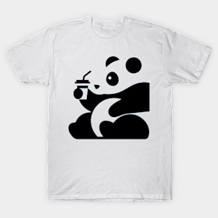 Cute panda drinks coffee T-Shirt